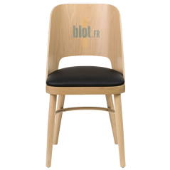 chaise AMANDINE vue face hêtre naturel assise ébène professionnelle
