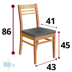 dimensions chaise AMANDINE hêtre naturel assise ébène mobilier CHR professionnel