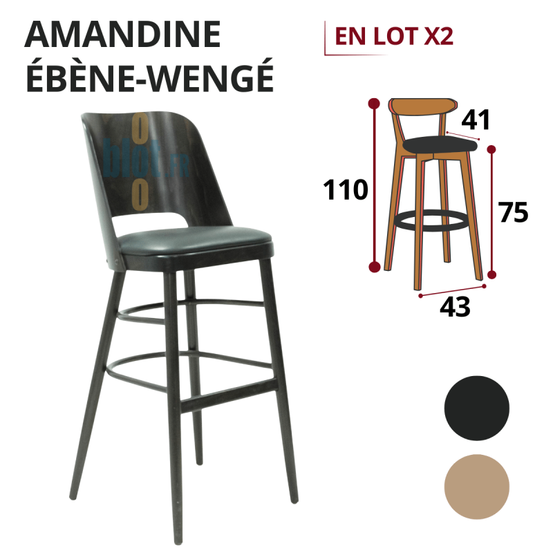Tabouret AMANDINE - Hêtre Ébène-Wengé