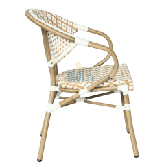 fauteuil BASTILLE vue profil écru bronze bamboo look professionnel