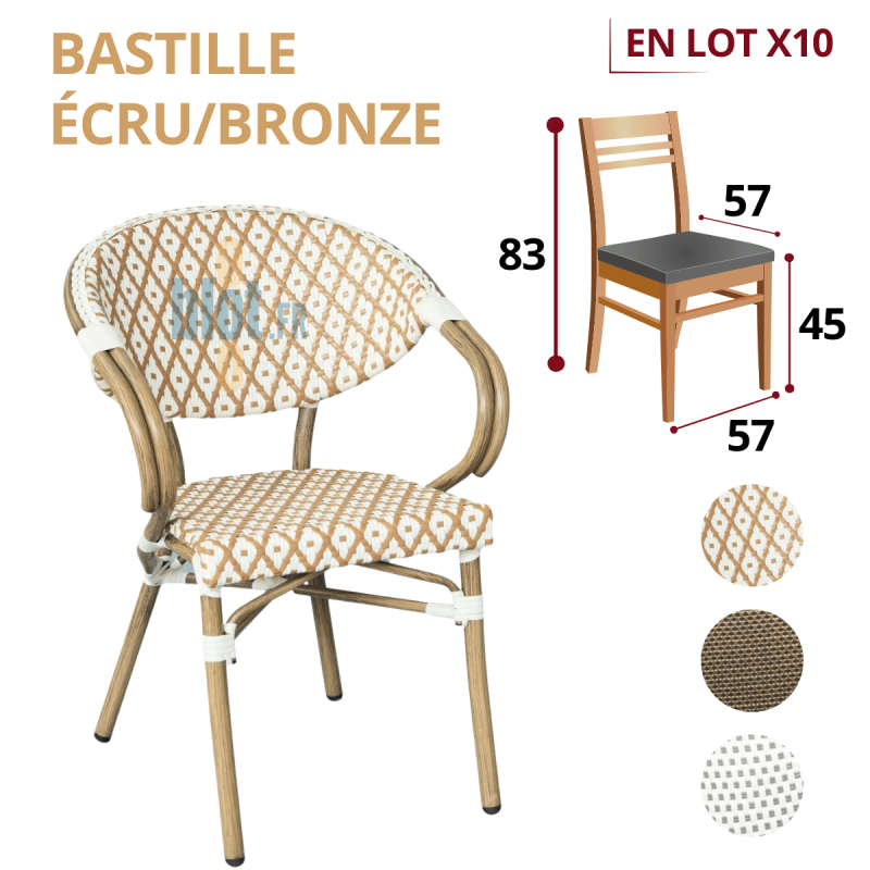 Fauteuil BASTILLE - Bamboo look - Ecru / Bronze