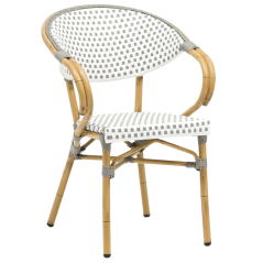 fauteuil BASTILLE gris blanc textylène terrasse extérieure professionnelle