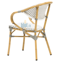 fauteuil BASTILLE vue arrière gris blanc bamboo look professionnel