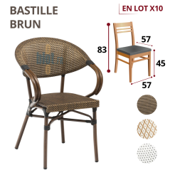 fauteuil BASTILLE Toffee wood look terrasse extérieure professionnelle lot x10