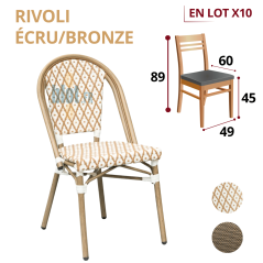 chaise RIVOLI écru bronze bamboo look extérieur professionnel lot x10