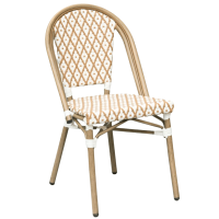 chaise RIVOLI écru bronze tressage nylon terrasse professionnelle