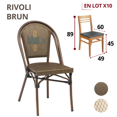 Chaise RIVOLI - Wood look - Marron/Toffee - Dimensions