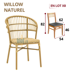 chaise WILLOW naturel aluminium tressage nylon extérieur professionnel