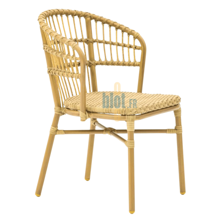 chaise WILLOW naturel rotin look terrasse professionnelle empilable