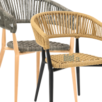 fauteuil ARUSHA gris et naturel détail corde polyester et structure aspect bambou