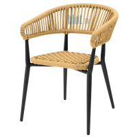 fauteuil ARUSHA beige naturel avec corde polyester et structure aluminium noir