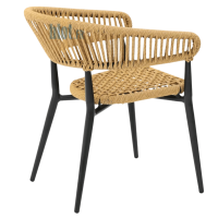 fauteuil ARUSHA beige naturel extérieur avec dossier enveloppant en corde