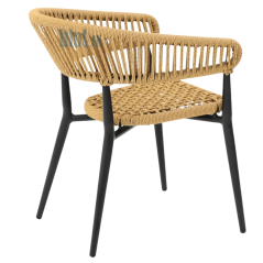 fauteuil ARUSHA beige naturel extérieur avec dossier enveloppant en corde