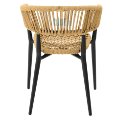 fauteuil ARUSHA beige naturel dos en corde polyester et piètement aluminium noir