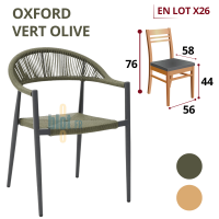 fauteuil OXFORD vert olive extérieur empilable en aluminium et corde nylon