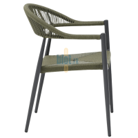 fauteuil OXFORD vert olive vue latérale avec structure aluminium