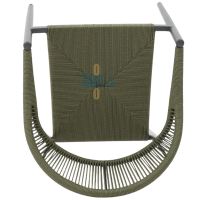 fauteuil OXFORD vert olive vu du dessus avec assise tressée