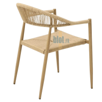 fauteuil OXFORD naturel vu de dos avec structure aluminium finition bois