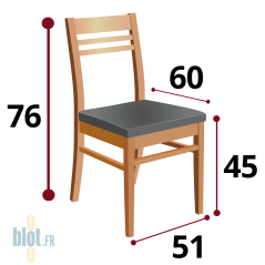 dimensions de la chaise MALINDI pour usage extérieur professionnel en terrasse CHR