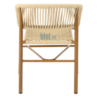 dos du fauteuil LUSAKA naturel avec dossier arrondi en corde nylon et piètement aluminium