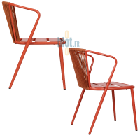 deux vues latérales du fauteuil DAISY terracotta mettant en avant le profil et la structure empilable