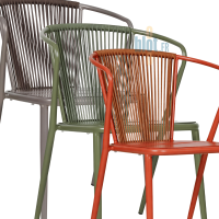 présentation comparative du fauteuil DAISY en amande, terracotta et gris muscade