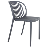 chaise SERENA anthracite en vue rapprochée mettant en avant la structure ajourée et la silhouette moderne