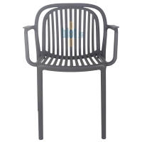 fauteuil SERENA anthracite de face avec dossier ajouré et assise monobloc pour usage extérieur professionnel