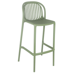 Tabouret SERENA vert olive en polypropylène, vue de trois quarts