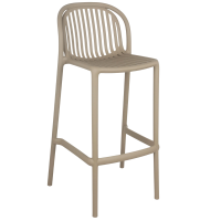 Tabouret SERENA taupe en polypropylène, vue de trois quarts