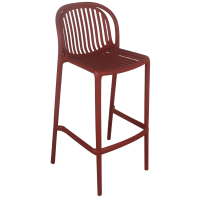 Tabouret haut SERENA brique en polypropylène, vue de trois quarts