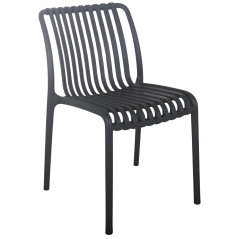 Chaise STEFFY anthracite en polypropylène, vue de trois quarts