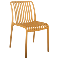 Chaise STEFFY moutarde en polypropylène, vue de trois quarts