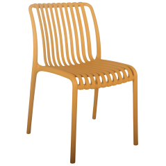 Chaise STEFFY moutarde en polypropylène, vue de trois quarts
