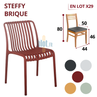 Chaise STEFFY brique en lot de 29 avec repères coloris et dimensions