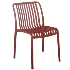 Chaise STEFFY brique en polypropylène, vue de trois quarts