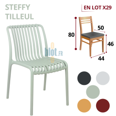Chaise STEFFY tilleul en lot de 29 avec repères coloris et dimensions