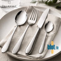 Couteau Degrenne Norway inox dans ménagère sur assiette pour table professionnelle