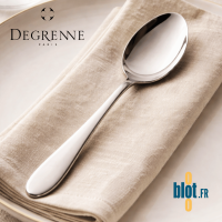 Cuillère Degrenne Norway inox poli miroir sur serviette de table