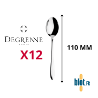 Petite cuillère Degrenne Norway pour espresso sur tasse blanche.