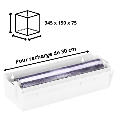 Dérouleur Plastique pour Film Étirable et Aluminium - 30cm - Vue avec caractéristiques