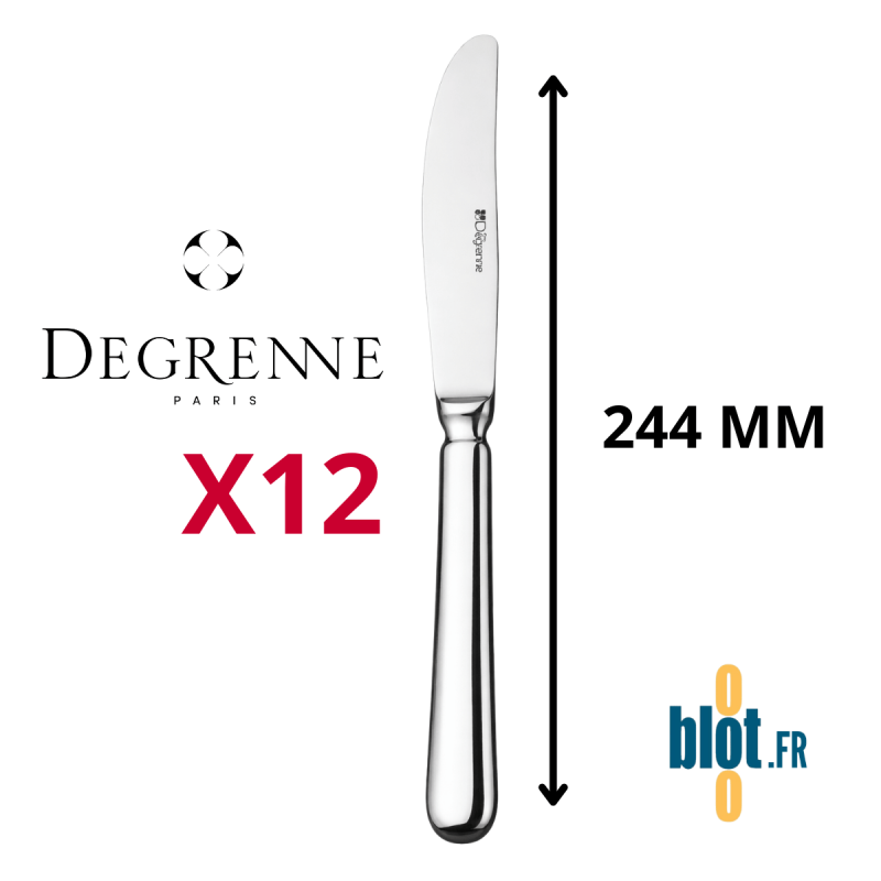 Couteau de table Degrenne Mikado - Lame scie -  Inox Miroir - (244MM)