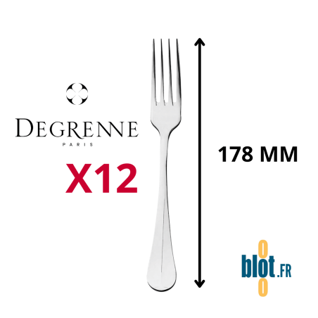 Fourchette à dessert Mikado Guy Degrenne inox miroir vue produit avec longueur 178 mm indiquée