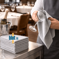 Essuie-verres microfibre Robur Sonora - (Lot de 10) - Restaurateur en action d'essuyage