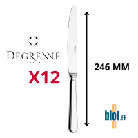 Lot de 12 couteaux de table inox Degrenne Blois Miroir 246 mm