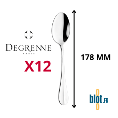 Lot de 12 cuillères à dessert inox Degrenne Blois Miroir 178 mm