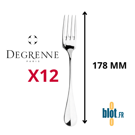 Lot de 12 fourchettes à dessert inox Degrenne Blois Miroir 178 mm