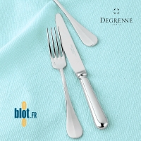 Couteau à dessert inox Degrenne Blois Miroir sur textile bleu clair