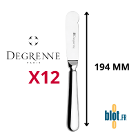 Lot de 12 couteaux à beurre inox Degrenne Blois Miroir 194 mm