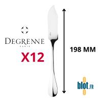 Lot de 12 couteaux à poisson inox Degrenne Blois Miroir 198 mm